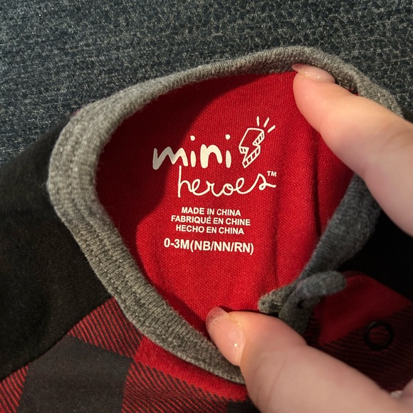 Plaid Red and Black Kids One Piece - Picture 3 of 3